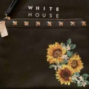 NWT White House Black Market Black Wristlet with Sunflowers